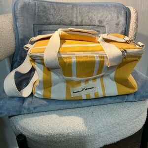 Yellow and White Striped Women Bag